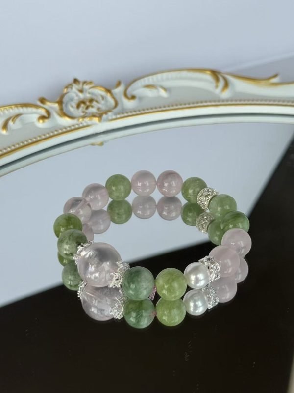 Rose Quartz & Green Rutilated Quartz Harmony Bracelet - Image 2