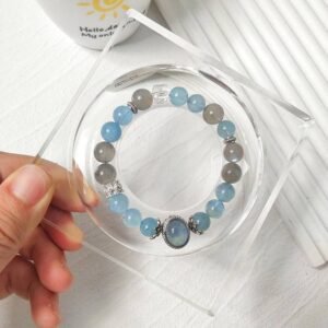NO.2  Aquamarine & Grey Moonstone Bracelet