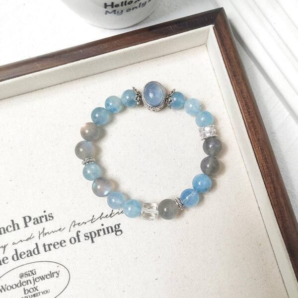 NO.2  Aquamarine & Grey Moonstone Bracelet - Image 2