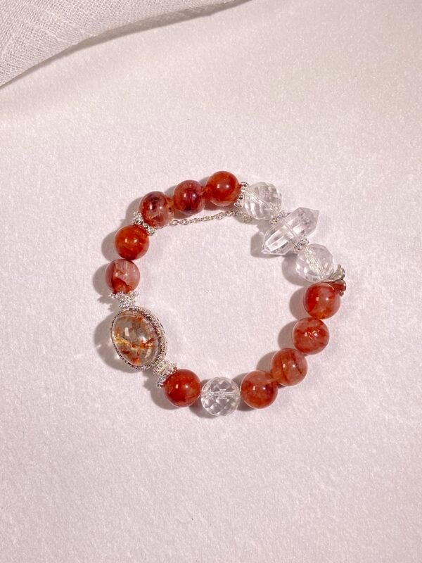 NO.8  Red Agalmatolite & Clear Quartz Bracelet - Image 2