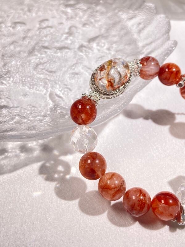 NO.8  Red Agalmatolite & Clear Quartz Bracelet - Image 3